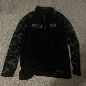 Black and Camouflage Quarter-Zip Pullover